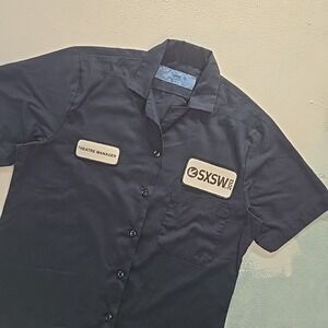 SXSW 2013 South By Southwest Mens Small Work Shirt Navy Blue Theatre Manager USA